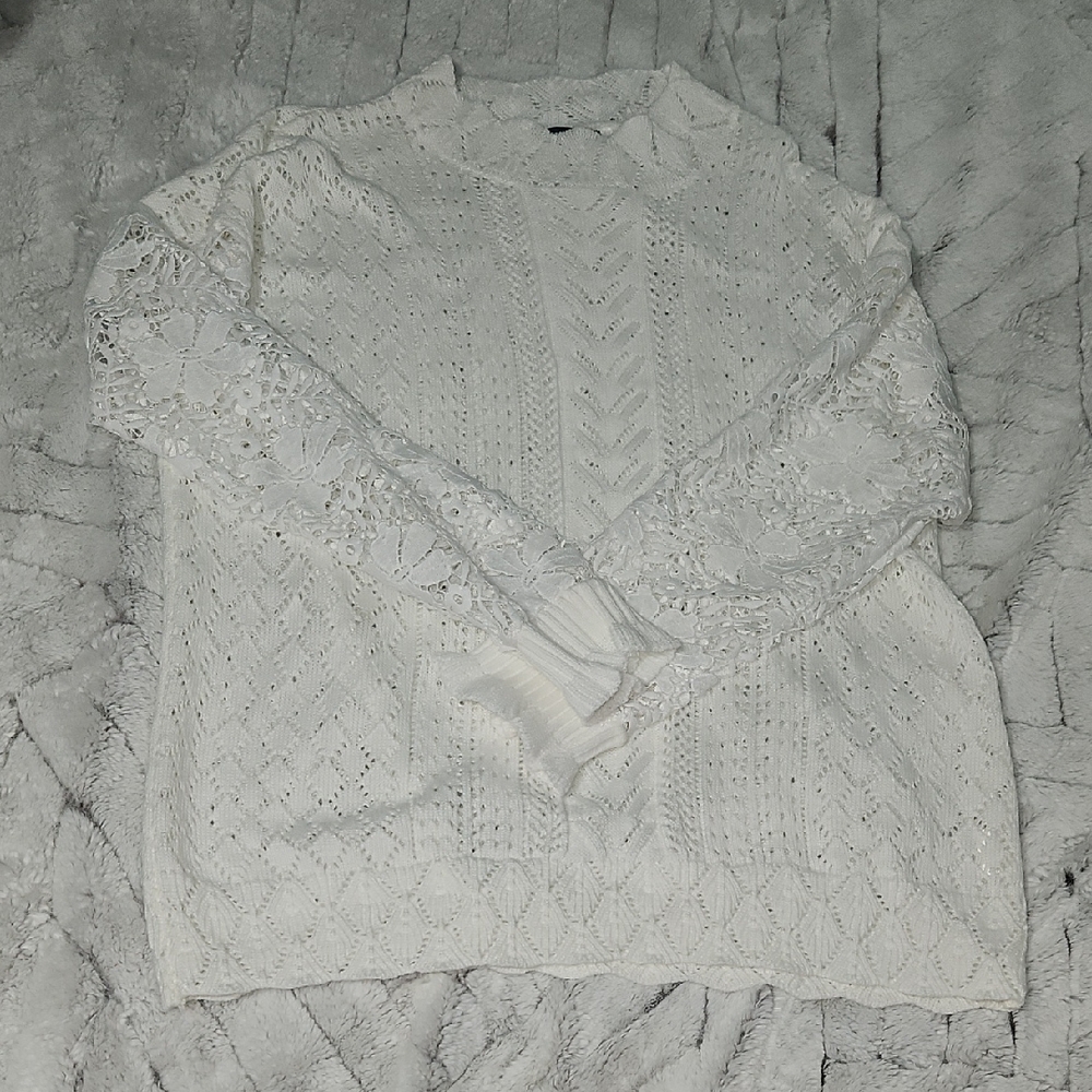 White Lace Knit Sweater